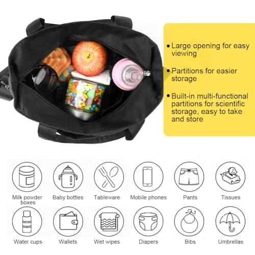 Aolso Baby Changing Bag, Multifunctional Nappy Changing Bags for Mom and Dad, Portable Messenger Tote Bag with Adjustable Straps,Maternity Diaper Bag Travel Tote Bag (Black) — view 4