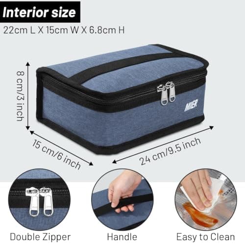 MIER Small Lunch Bag Insulated Compact Cooler for Backpack, Blue, 3L — view 3