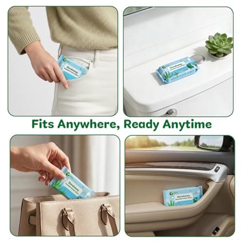 Dorahoney Travel Flushable Wet Wipes Mini, 99% Water with Aloe Vera, Unscented & Hypoallergenic for Sensitive Skin, Pocket Wipes Travel Essentials for Adults, Kids & Baby care, 8 Pack (48 Wipes Total) — view 2