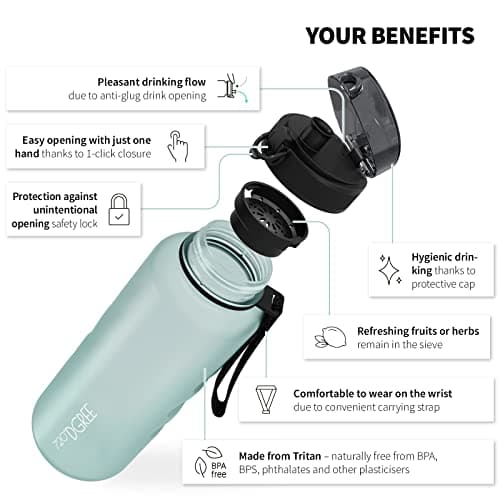 720°DGREE Water Bottle 1.5l “uberBottle“ softTouch +Sieve - BPA-Free, Leakproof, Reusable Drinking Bottle - XL Sports Bottle for all Day Hydration, Gym, Fitness, Office, University, Hiking, Travel — view 2