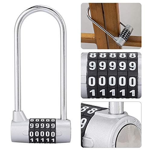 U Shaped Cabinet Combination Lock, Resettable Gate Lock (Silver) — view 3
