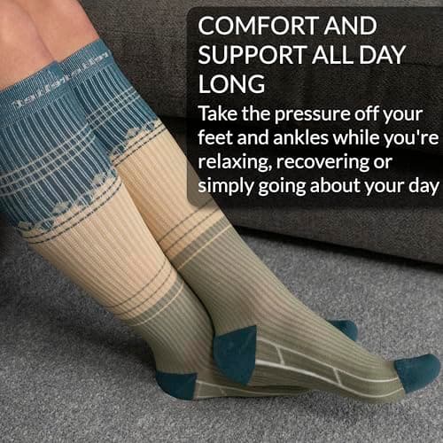 360 RELIEF Compression Socks for Women & Men - 15-20 mmHg Travel Flight Socks – Graduated Support - Ideal for Running, Cycling & during Maternity - S/M, Green with Laundry Bag — view 6