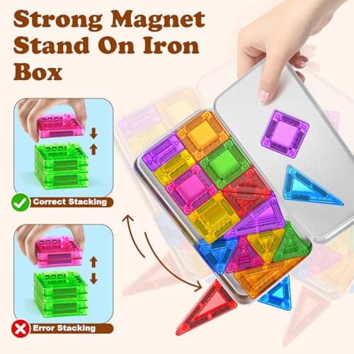 Kaysaitoy Mini Magnetic Tiles for Kids Travel 42PCS Magnetic Building Block — view 5