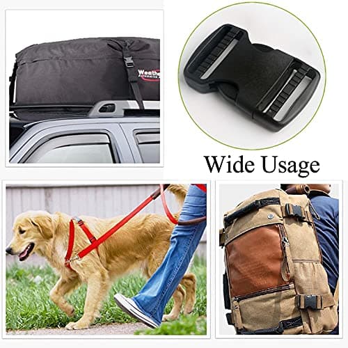 BEAULEGAN Plastic Buckles 25 mm (Pack of 10) - Quick Side Release for Luggage Straps, Pet Collar, Backpack Repair, Dual Adjustable Ends, Black — view 6