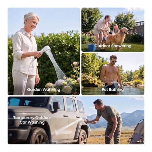 Homealexa Portable Camping Shower 6000mAh, USB-C Rechargeable Shower with LED Display, 3 Spray Modes, IPX7 Waterproof Electric Shower Pump for Camping, Hiking, Travel, Pets & Outdoor Use — view 6