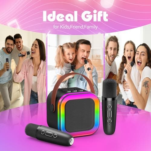Dislocati 3-12 Year Old Boy Gifts, LED Karaoke Machine 2 Mics Adults & Kids — view 5