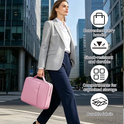 13 Inch Laptop Sleeve – Water-Resistant Oxford Fabric with Corner Protection & Shock Absorption for 13" Ultrabooks (Pink) — view 4