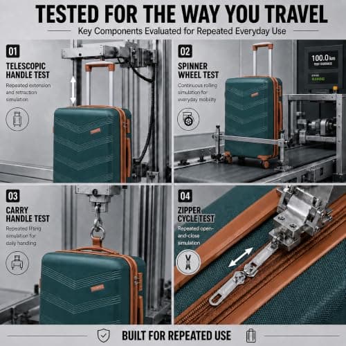 CONCEPTEN Expandable Hardshell Luggage Set 5 Piece, 22x14x9 Airline Approved Carry On, 20/24/28" Suitcase Set with TSA Lock, Spinner Wheels, ABS+PC (Teal) — view 4