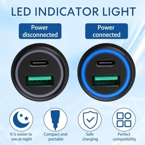 30W Aluminium DIN Plug Charger Motorcycle USB Type C+USB A Waterproof — view 4