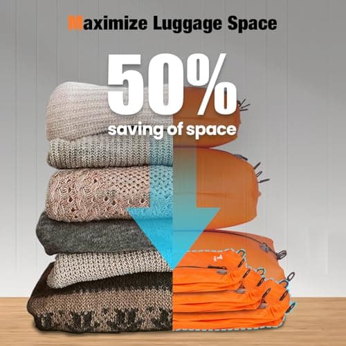 ESCRODOI 3-Size Set Vacuum Bags for Travel with Pump,Reusable,Orange — view 3