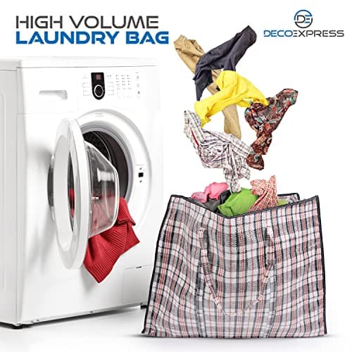 DECO EXPRESS Laundry Bags XL, Pack of 2, 75L Strong, Durable & Reusable Extra Large Storage Bags with Zips, Ideal for Moving, Shopping, Packing, Laundry & Clothes Storage (60 X 50 X 25 CM) — view 4