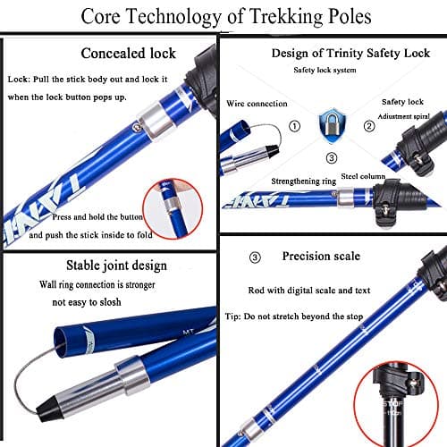 Folding Walking Pole, Trekking Pole, Breathable Cork Poles Trekking Anti-Shock Anti-Slip, Shockproof, Non-Slip for Nordic Walking, Mountaineering, Skiing, Trekking (1PCS) — view 6