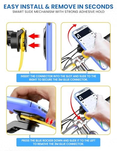 Laven & Ivory Bike Phone Holder for Smartphones (4.7"-7.4") | 360° Rotating Motorcycle Phone Mount | Secure Handlebar Phone Holder for iPhone, Samsung, Cycling, Motorbikes & Scooters (Yellow) — view 3