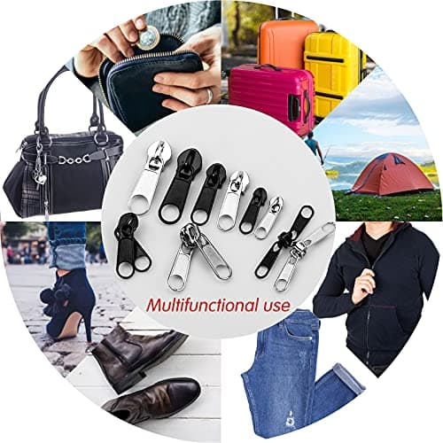 FEIGO Zip Repair Kit with Pliers, 171pcs Zipper Repair Set (#3#5#8), Heavy Duty Metal Zipper Sliders & Stops with Storage Box for Jackets, Bags, Luggage, Tents, Sewing DIY — view 5