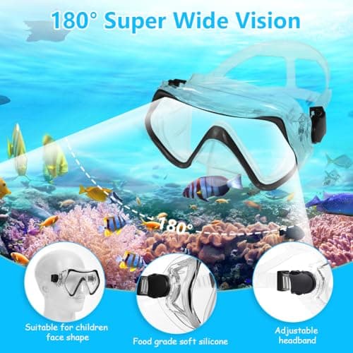 AOOSA Snorkel Mask, Men Women Tempered Glass Diving Mask — view 3