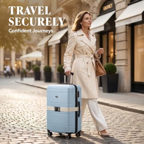 LUGG Luggage Belts for Suitcases 2 Pack – Adjustable Heavy-Duty Strap with Strong POM Buckle, Secure Travel Belt for Suitcase, Briefcase & Travel Bag, Bright Colours for Easy Identification - Stone — view 2