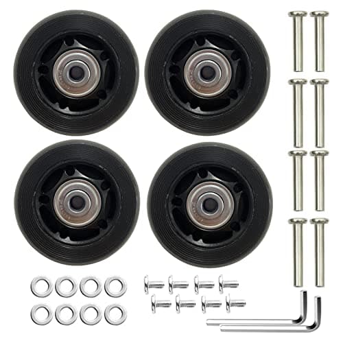 Ashuxxn 4pc Luggage Replacement Wheels - Durable Rubber Mute Casters for Travel Suitcase (60mm x 18mm)