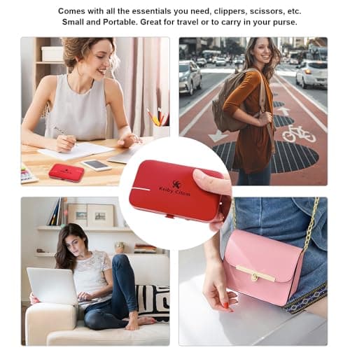 Manicure Set 10pcs Professional Nail Clippers Kit, Red — view 5