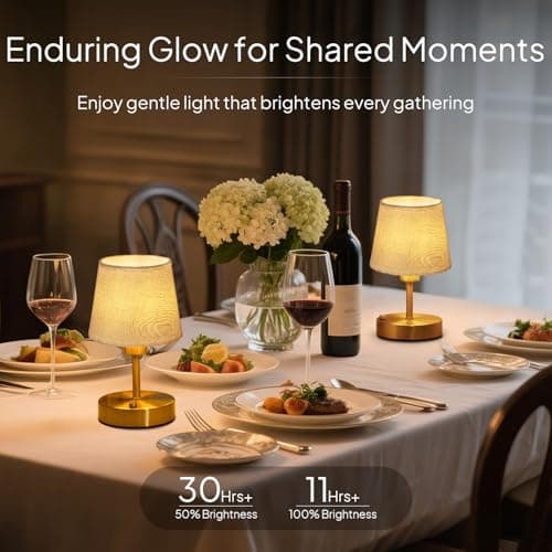 EppieBasic Rechargeable Cordless Table Lamp, Linen Shade, 2700K Dimmable — view 2