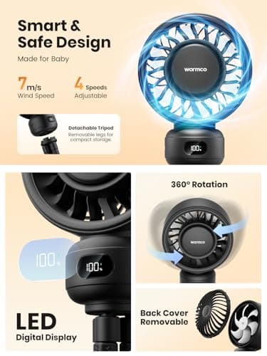 Warmco Portable Pram Fan, 4000mAh Rechargeable Clip On Fan — view 5