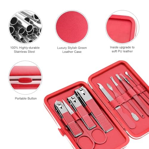 Manicure Set 10pcs Professional Nail Clippers Kit, Sakura Pink — view 6