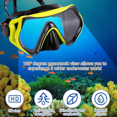 TUDIVING Snorkeling Gear for Adults,Anti-Fog Panoramic View Swim Mask Dry Top Snorkel Kit,Snorkel Mask Set for Snorkeling Scuba Diving Swimming Travel with Carry Bag (Black) — view 2