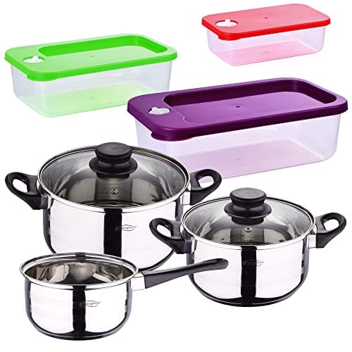 Kitchen Battery Pack 5 Pieces + Set of 3PC Hermetic Stackable Plastic