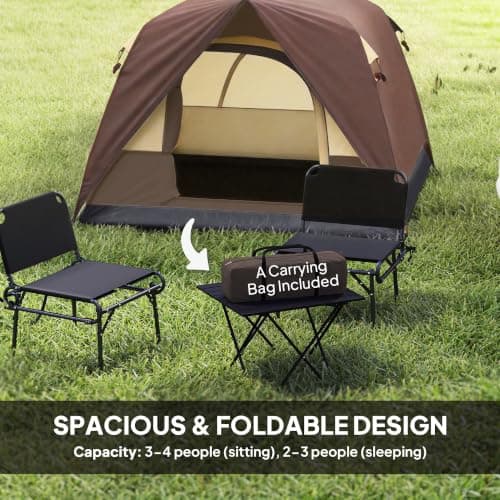 Outsunny 3-4 Person Camping Tent Easy Set Up Dome Tent Brown — view 4