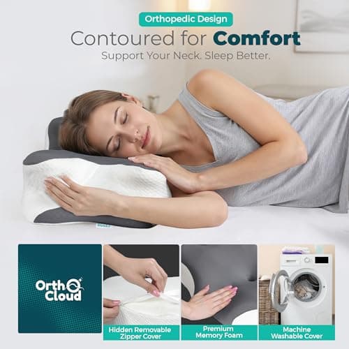 OrthoCloud Orthopedic Pillow for Neck and Shoulder Pain, Cervical Memory Foam Neck Pillow, Back & Front Sleeper, Ergonomic Butterfly Pillows - Free Eye Mask for Deep Sleep — view 5