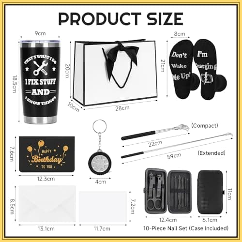 Iyxeo Funny Birthday Gifts for Men, Men's Gift Set with Tumbler, Telescopic Back Scratcher & Novelty Socks, Unique Present Ideas for Dad, Husband, Brother, Boyfriend, Father's Day & Valentine's — view 3