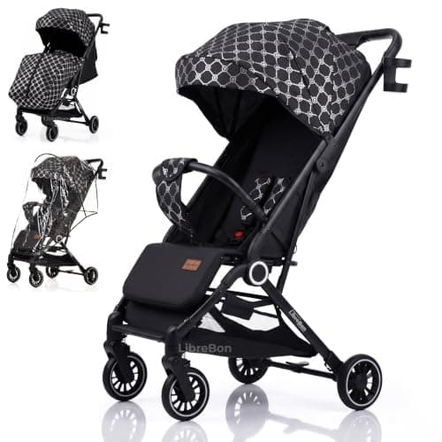 Lightweight Stroller, Baby Pushchair, Compact Travel Buggy, One-Hand Foldable, Upgraded Wheels, All-Seasons Stroller, Cabin Approved (Black - Platinum Lattice, SPD1)