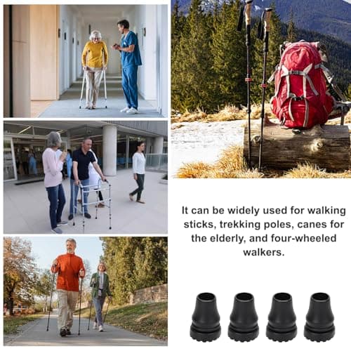 4-Pcs 19 mm Non-Slip Rubber Tips for Walking Sticks - Enhanced Grip & Stability on All Surfaces — view 5