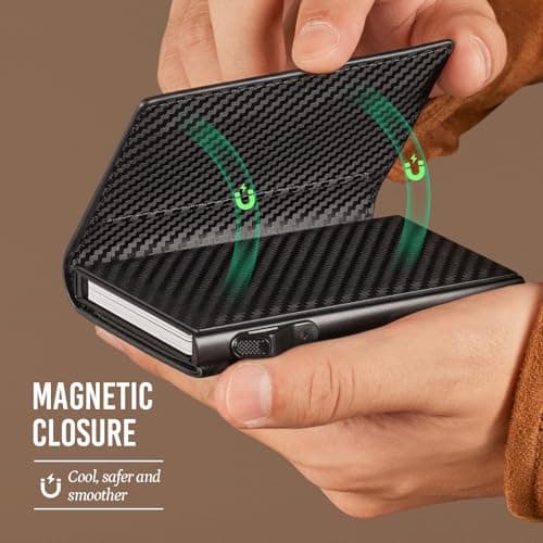 YESIIW AirTag Mens Wallets, Slim Credit Card Holder for Apple Air Tag, Pop up Men Card Wallet Minimalist Wallets for Men RFID Blocking, Smart Holder Wallet with Coin Pocket & ID Window, Carbon Fiber — view 2