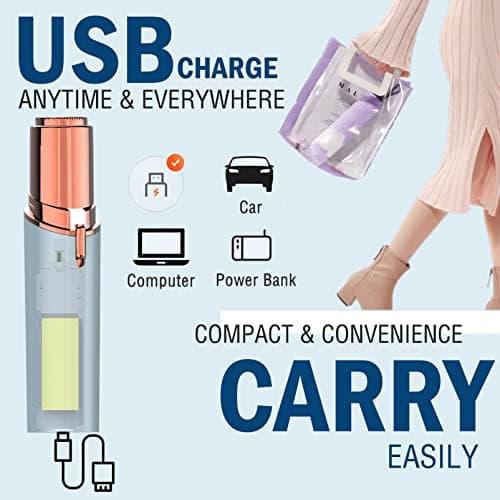 Lady Shaver for Women, Facial Hair Remover, Facial Hair Remover for Women, USB Rechargeable Facial Epilator, Hair Removal Device for Peach Fuzz/Facial Hair/Lip/Chin Travel Size — view 5