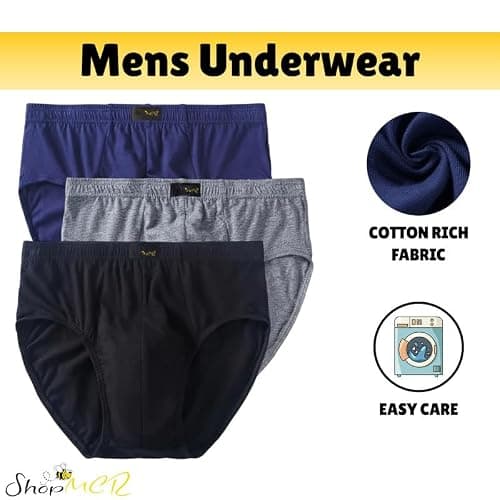 ShopMCR Pack of 3 or 6 Mens Classic Sports Soft Cotton Underwear Ribbed Slips Briefs Underpants (6pk, M) — view 4