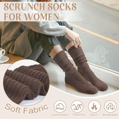 Tialfas Slouch Socks Womens Cotton Winter 4 Pairs Thick Thermal Gifts — view 5