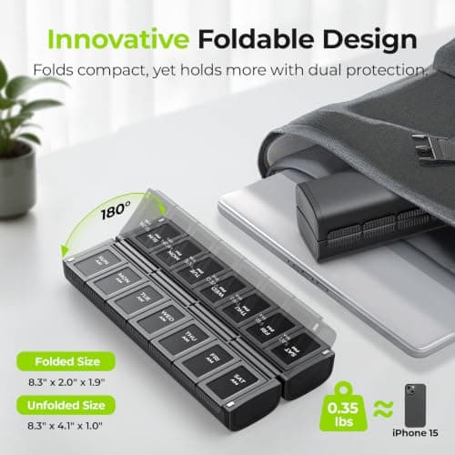 AUVON Innovative Foldable Weekly Pill Organiser 2 Times a Day with Large Capacity, Pill Box 7 Day AM PM with Dual Protection, User-Friendly Travel Tablet Organiser for Medications, Fish Oils, Vitamins — view 2