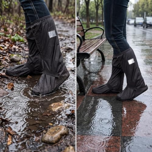 DBTW Waterproof Rain Boot Shoe Cover, XL Foldable Rain Overshoes, Black — view 6