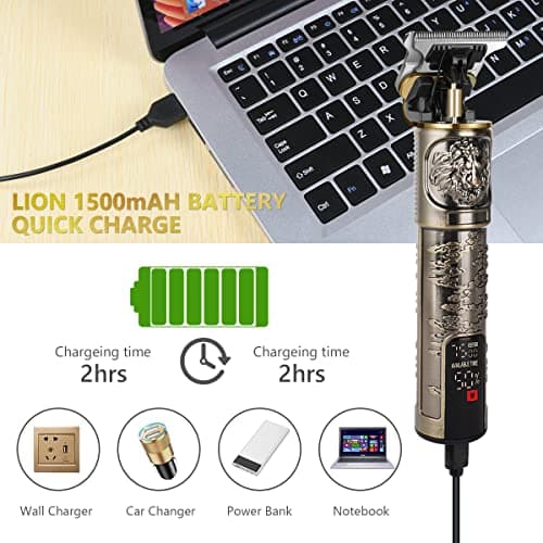 LOPHE Hair Clippers for Men, Rechargeable Cordless Beard Clippers Electric Hair Trimmer Beard Trimmer Set, Waterproof Beard Shaver, Professional Grooming Cutting Kit with 3 Guide Combs — view 3