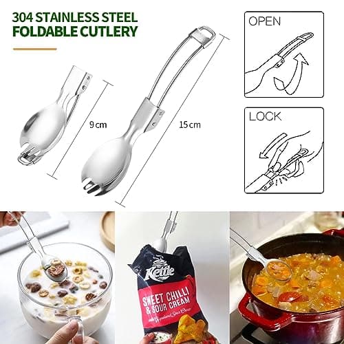 Camping Cookware Mess Kit for 1 People,ISFORU Camping Non-stick Cooking Set include Backpack Pot and Pan Set with 304 Stainless Steel Cup and Utensil Set for Traveling Trekking and Hiking — view 4