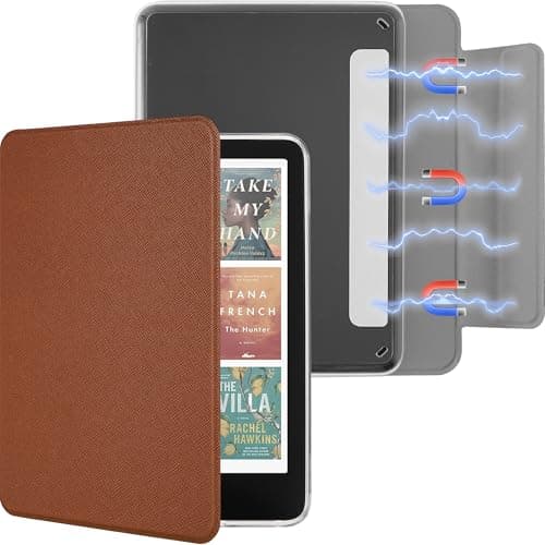 Litvana Detachable Magnetic Case for 7'' Kindle Paperwhite 12th Gen 2024 and Kindle Colorsoft Signature Edition, Slim PU Shell Cover Case with Auto Wake/Sleep, Brown