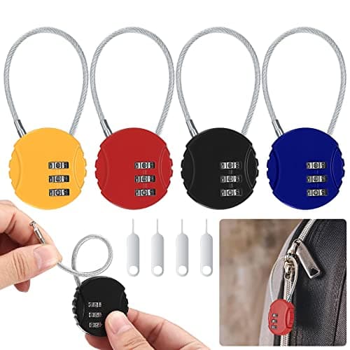 XUIIOSOOKP 4 Pcs Small Padlock Combination Padlocks 3 Digit Keyless