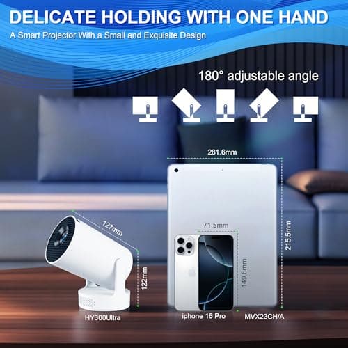 Mini Projector 10000L Portable Projectors with WiFi BT 5.4 Support 4K 1080P Smart Projector for Bedroom Compatibile with HDMI/TV Stick/Memory Stick/Laptop — view 5