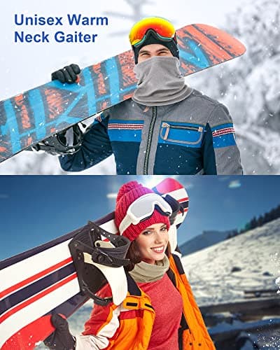 Hicarer 4 Pieces Winter Fleece Neck Warmer Snoods for Men Women Gaiter Thick Thermal Windproof Ski Neck Scarf Balaclava(Light Grey, Pink, Light Blue, Beige) — view 5