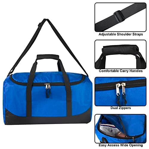 20 Inch, 40 Liter Duffel Bag for Men, Women, Teens – Travel Weekender Overnight Carry-on Shoulder Duffel Tote Bag (Blue) — view 2