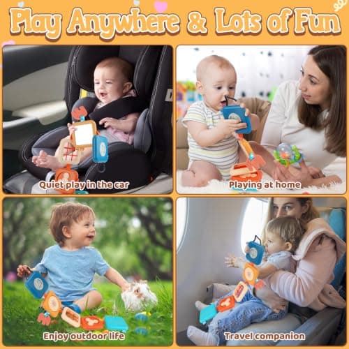 ZCOINS Foldable 5-Panel Activity Busy Cube for Toddlers 18M+, Home & Travel Montessori Sensory Busy Board with Fine Motor Activities, Independent Play Baby Toy Airplane Essentials & Learning Gift — view 6