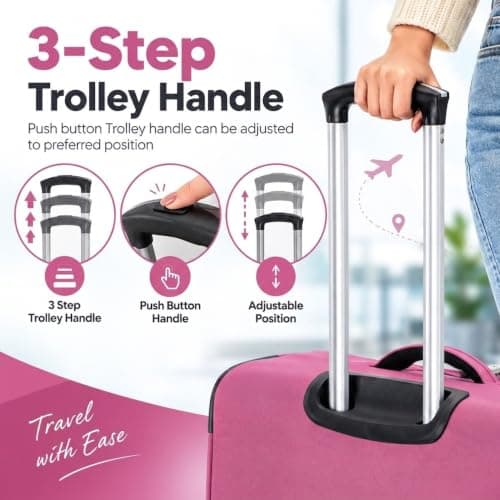 DK Luggage 29" Large Lightweight Suitcase Expandable Soft Shell 4 Wheel Spinner Check in Luggage for 23kg - 30kg (DK108 Pink, 29" Large) — view 6
