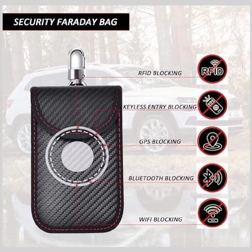 KAV Faraday Key Fob Protector Pouch Bag- Carbon Fiber Compact Signal Blocking Pouch for Pocket Size Car Key Wallets - RFID Blocking, Anti-Theft, Remote Entry Protector (Pack of 2) — view 4