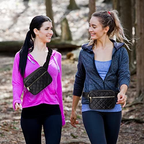 Bumbags for Ladies Rhombic Bum Bag Women Nylon Water Resistant Bumbag Black — view 2