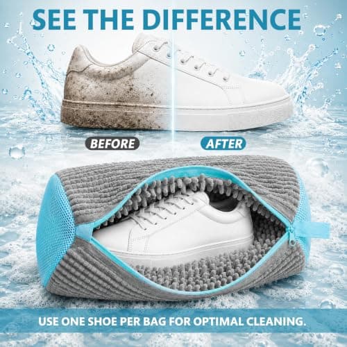 Shoe Washing Machine Bag, Reusable Trainer Laundry Bag for Washer & Dryer, Heavy Duty Mesh Sneaker Wash Bag with Reinforced Zipper, 360° Deep Cleaning Shoe Protector for Trainers & Sports Shoes — view 6